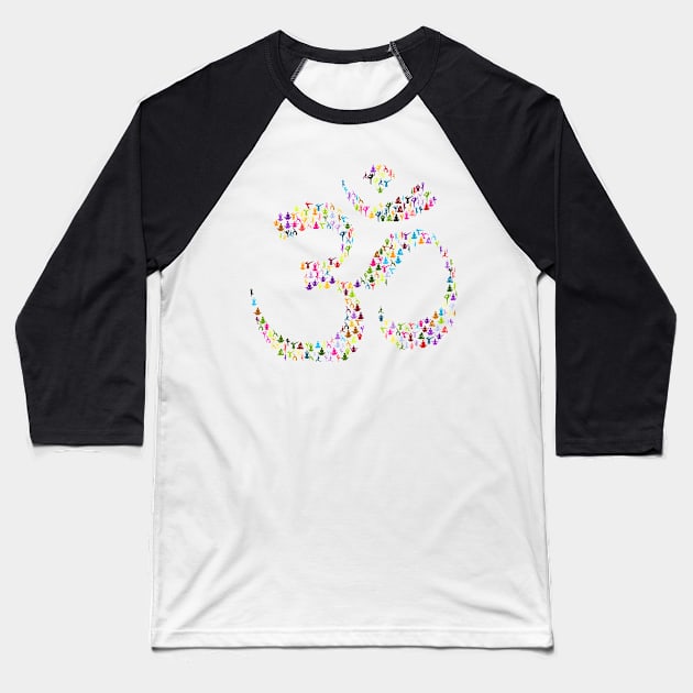 Aum Om Symbol Sign Yoga Poses Baseball T-Shirt by Sanu Designs